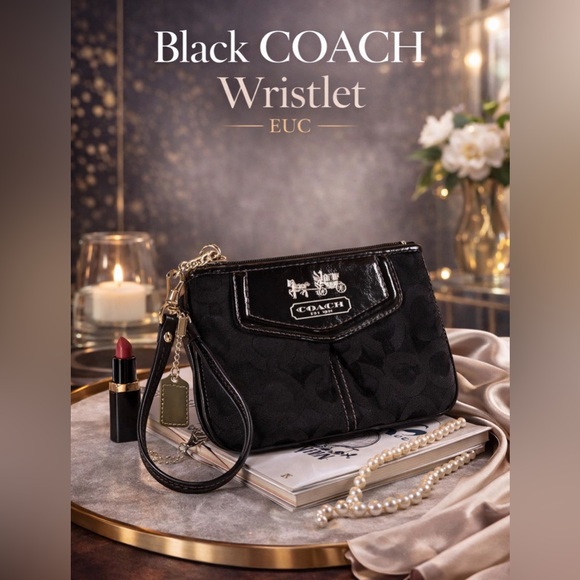 Coach Handbags - Coach Black Signature Wristlet